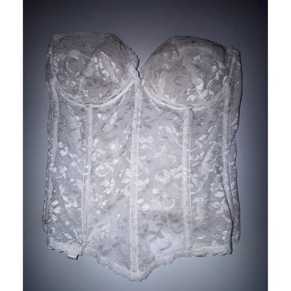 Delicates White Floral Lace Corset Top Underwire Bustier 36C Bridal Cosplay